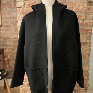 Stylish Black Hooded wool coat for Women.